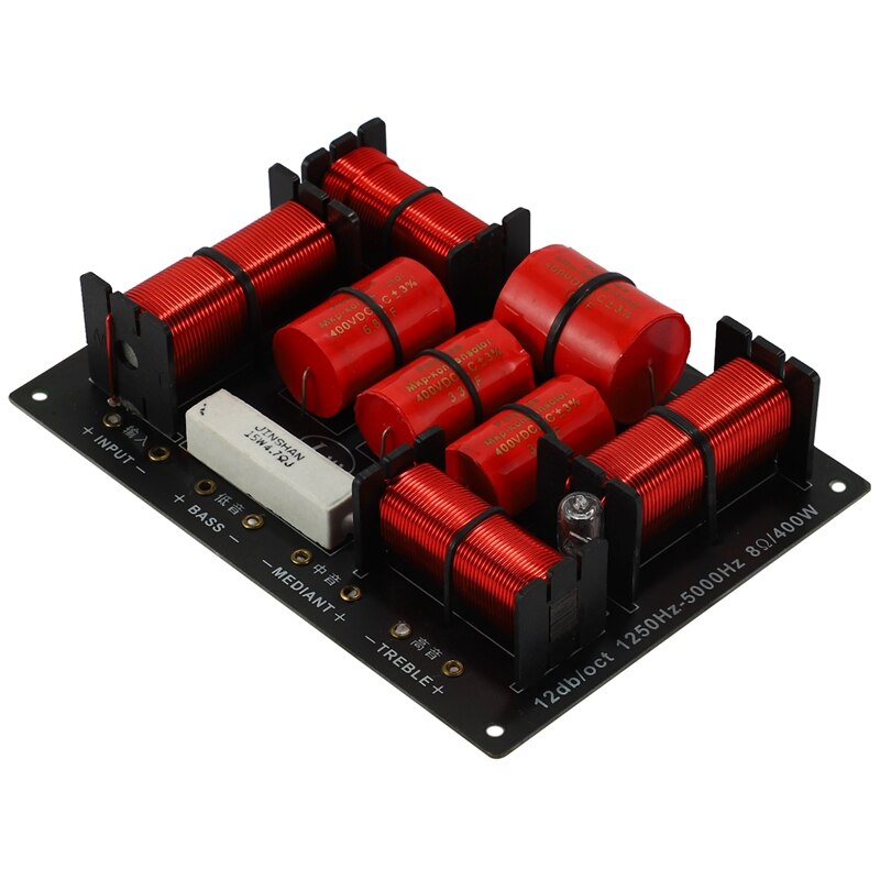 400W 3 Way Crossover Hifi Tweeter Midange Woofer Speaker Crossover 1250H/5000HZ with High-Pitched Protection 1PC