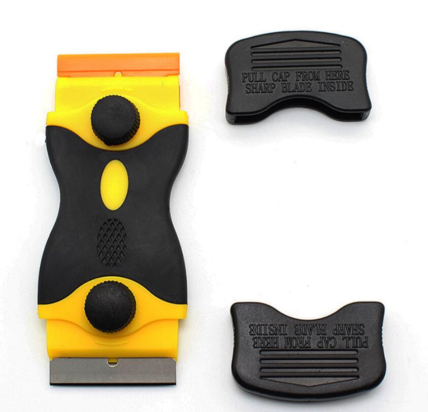 Car Window Glass Sticker Clean Razor Scraper Ceramic Razor Blade Tint Vinyl Wrap Glue Squeegee Remover Cleaner: Yellow