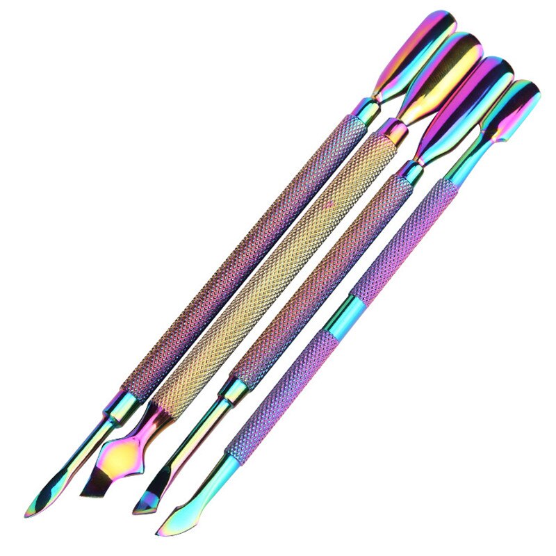 Dual-Ended Chameleon Nail Cuticle Pusher Dode-Skin Remover Rainbow Rvs Nail Art Tool