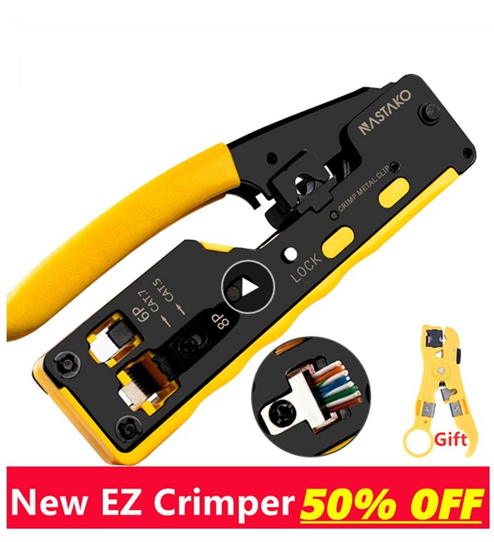 RJ45 Crimp Tool Passeren Cutter Cat6 Cat5 Cat5e 8P8C Modulaire Connectoren Alle-In-een Draad Network Tool kabel Crimper