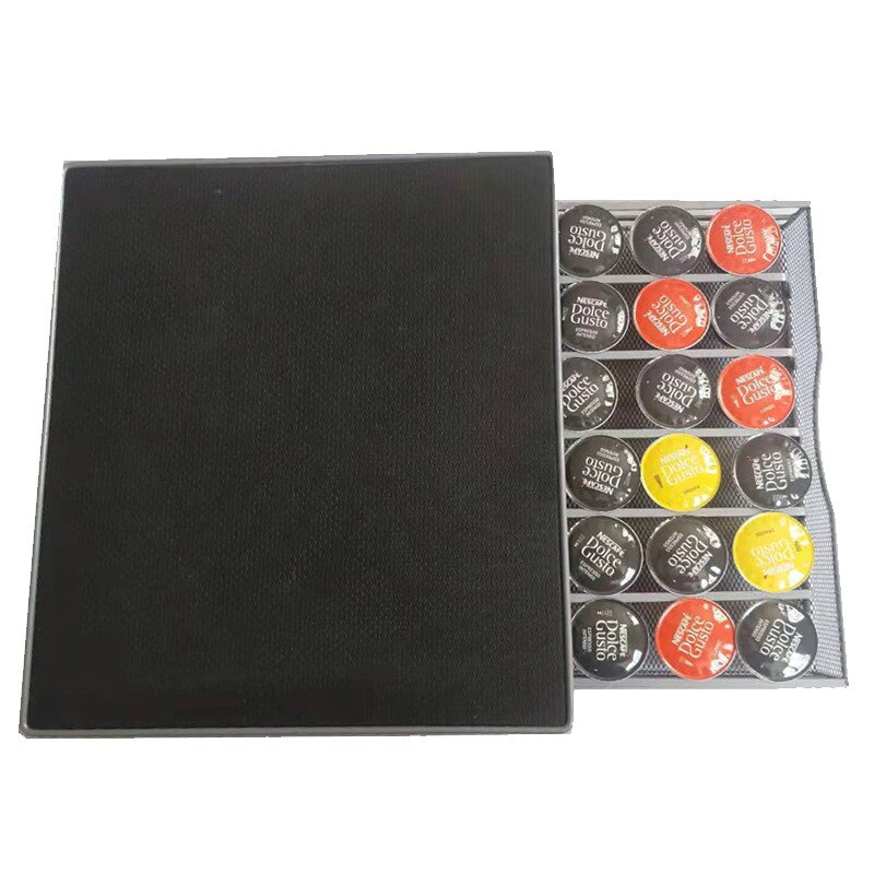Dolce Gusto-cajón de almacenamiento para cápsulas, 24 Uds., soporte negro de fila recta, giratorio, estante de Metal, chapado, acero inoxidable, nuevos estantes para café