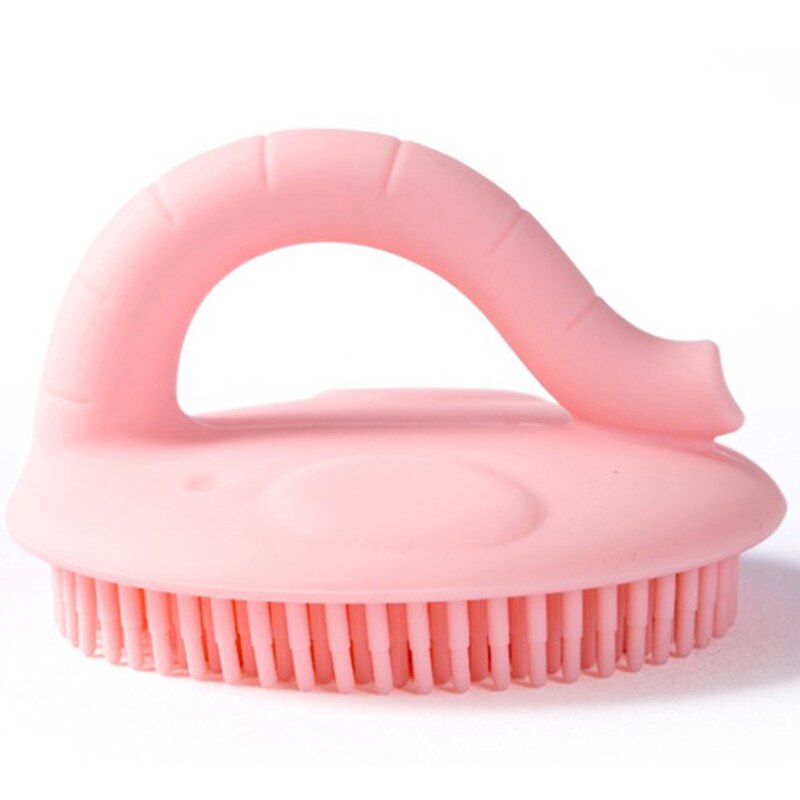 Escova de banho de bebê escova de massagem de silicone macio com alça infantil cabelo corpo purificador anti-bacteriano suprimentos de limpeza: Pink