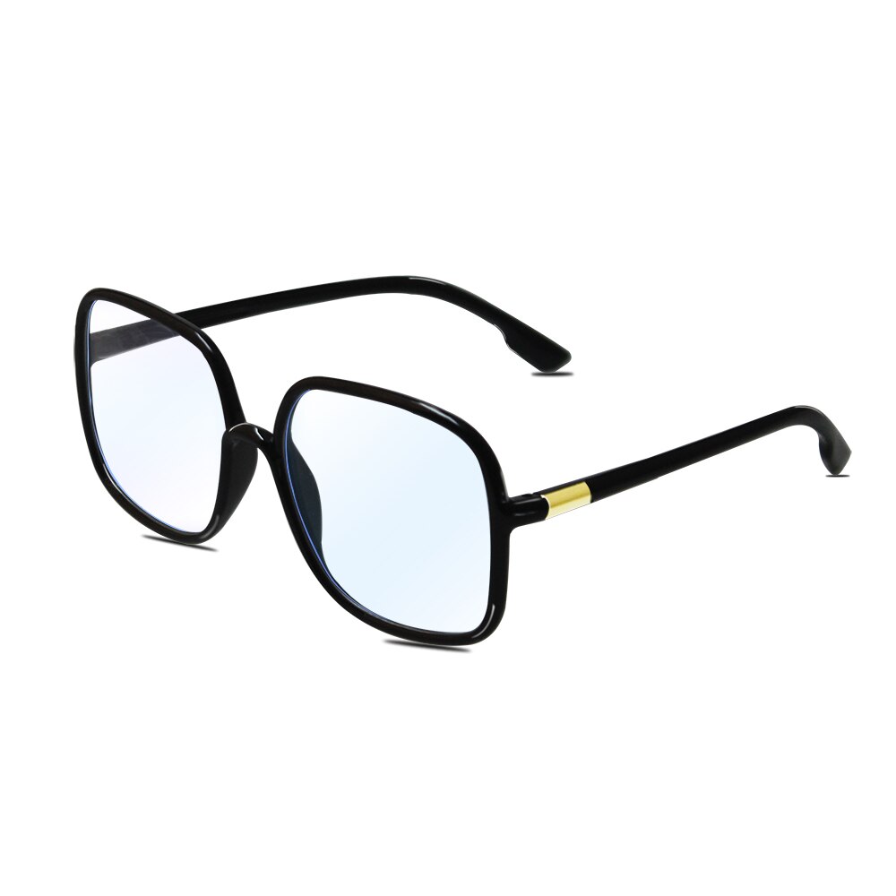 High Unisex large frame glasses square Plain glasses Optical Spectacle Anti blue light Computer glasses for women men: Black