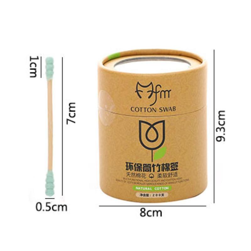 200pcs/box Bamboo Cotton Swab Wood Sticks Soft Cotton Buds Cleaning Of Ears Tampons Makeups Cotton Buds Tip Health Beauty Tools