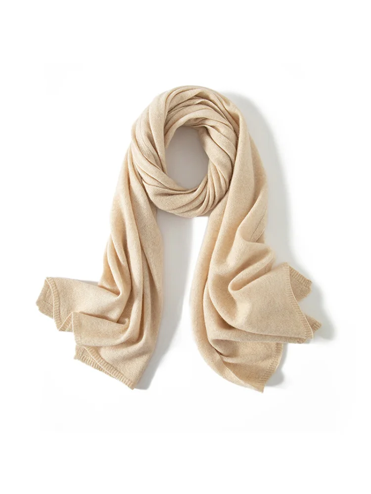 Bufanda de Cachemira de lana para mujer, Pashmina sólida básica, bufandas grandes simples, chal de Cachemira, envolturas exteriores ligeras, Hijab Delgado, Otoño e Invierno: Beige
