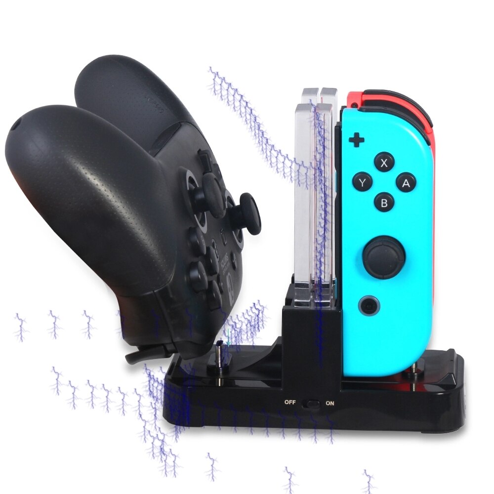 For Nintendo Switch 4 Port Joypad Charger Game Charging Dock Station Stand Stander Controller Charger with LED Indication