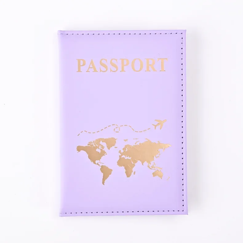 Funda dorada para pasaporte de viaje para hombre y mujer, funda de cuero PU con mapa de billetes, fundas para pasaporte, accesorios protectores para pasaporte: Transparente