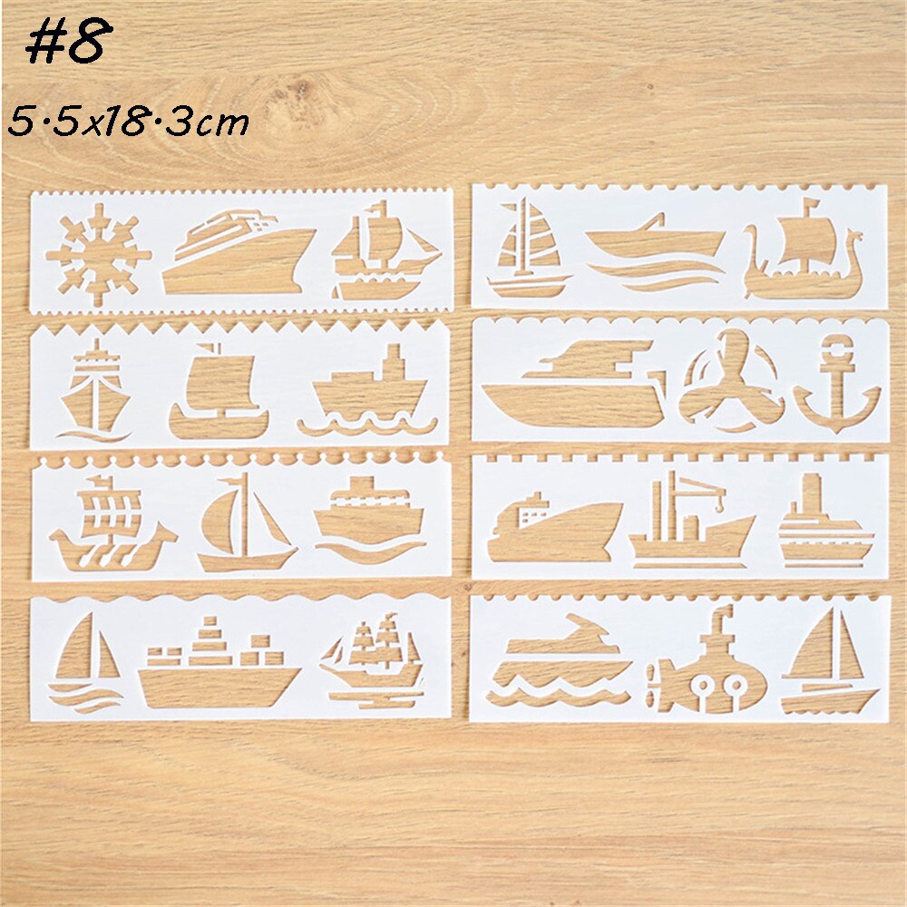 8pc 5,5x18,3 cm Wörter knapp Thema Schichtung Schablonen Wände Malerei Scrapbooking Stempel Album Dekor Präge Papier Karte vorlage: 8