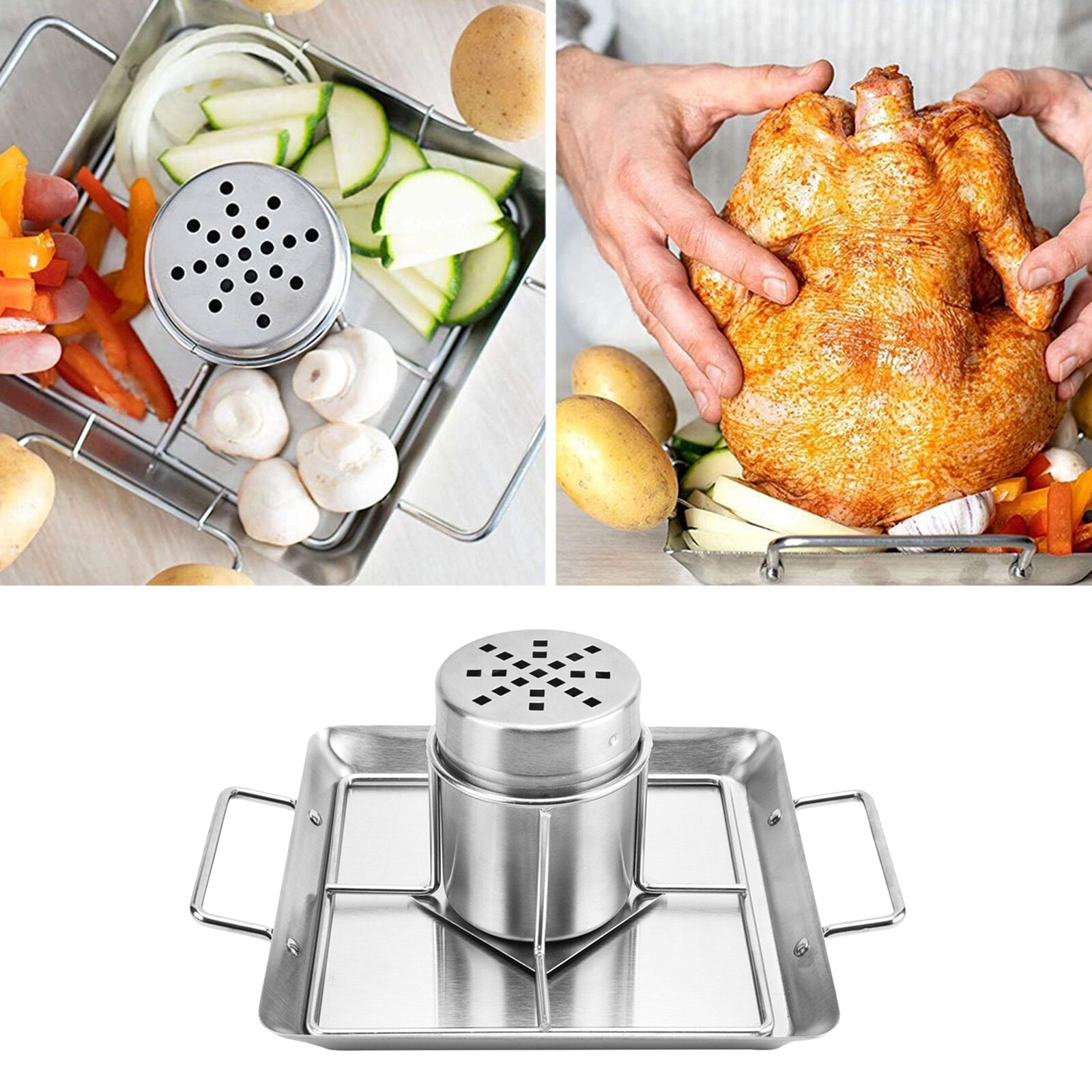 Bbq Kip Koffiebrander Bier Wijn Kip Houder Grill Rack Rvs Groente Barbecue Pan Outdoor Bbq Accessoires