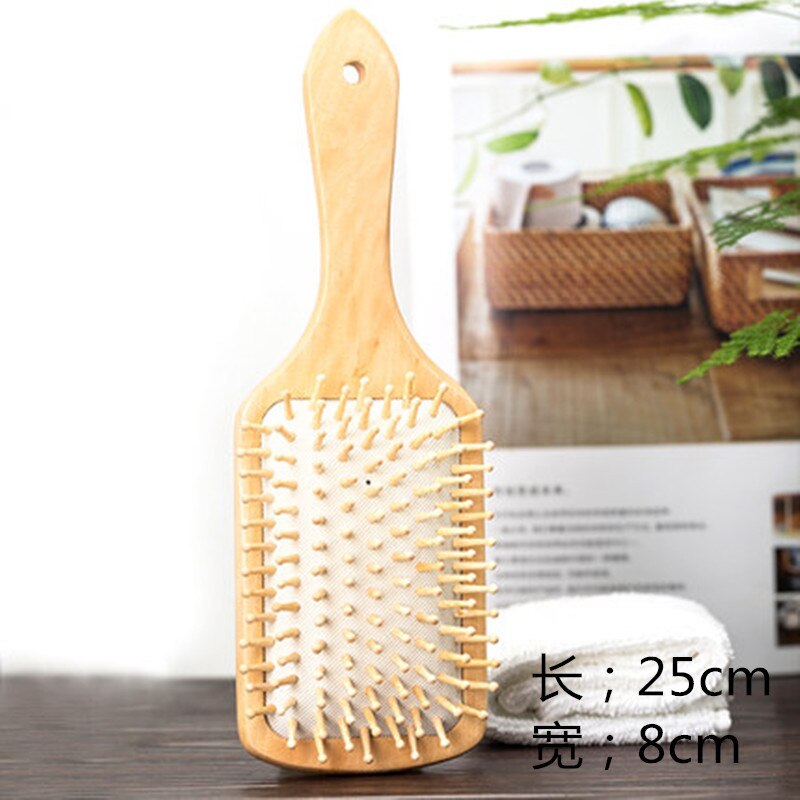 1Pc Houten Kam Professionele Gezonde Peddel Kussen Haaruitval Massage Borstel Haarborstel Kam Hoofdhuid Hair Care Gezond Bamboe Kam: L
