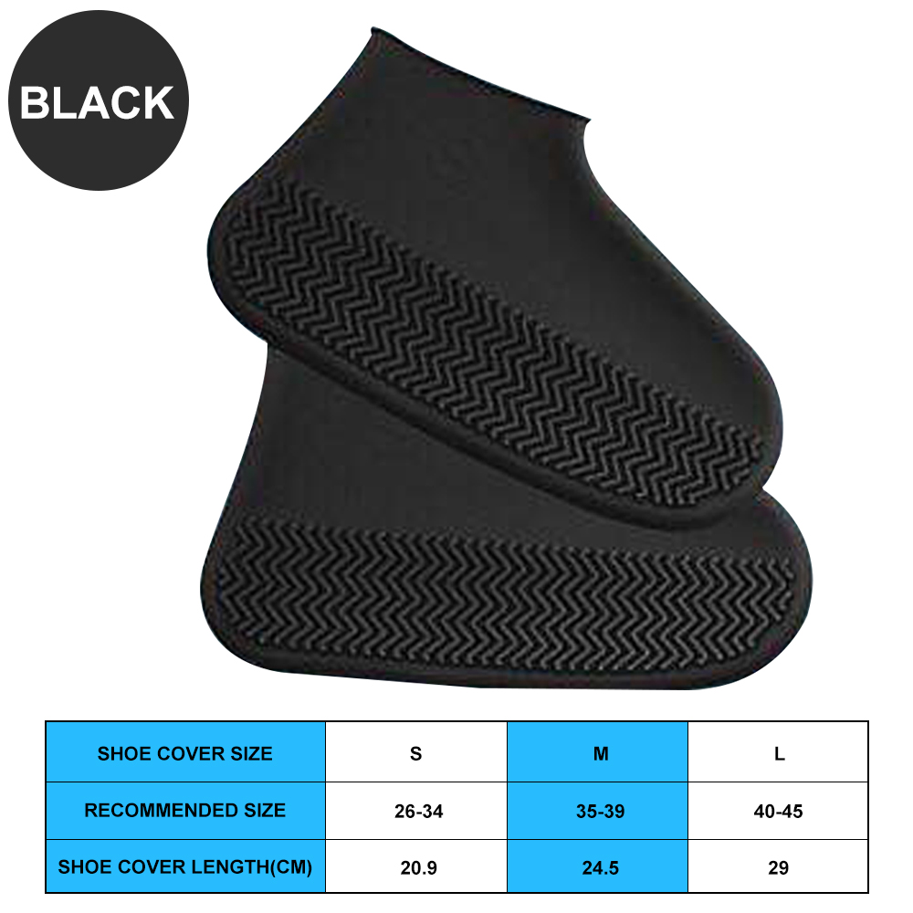 1 Paar wasserdichte, rutschfeste Silikonschuhe, hochelastisch, verschleißfest, unisex-Regenstiefel für regnerische Tage Ich bin Freien, wiederverwendbarer Schuhüberzug: M / Schwarz