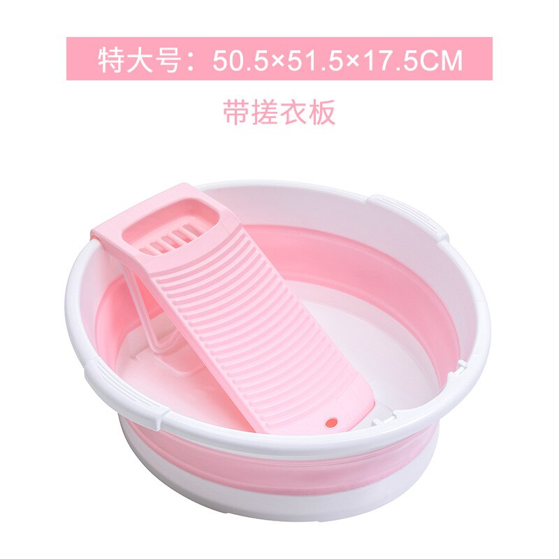 Foldable Basin Laundry Basin with Extra-large Washboard Integrated Household Large Size Deepening and Thickening Washbasin: pink extra large 1