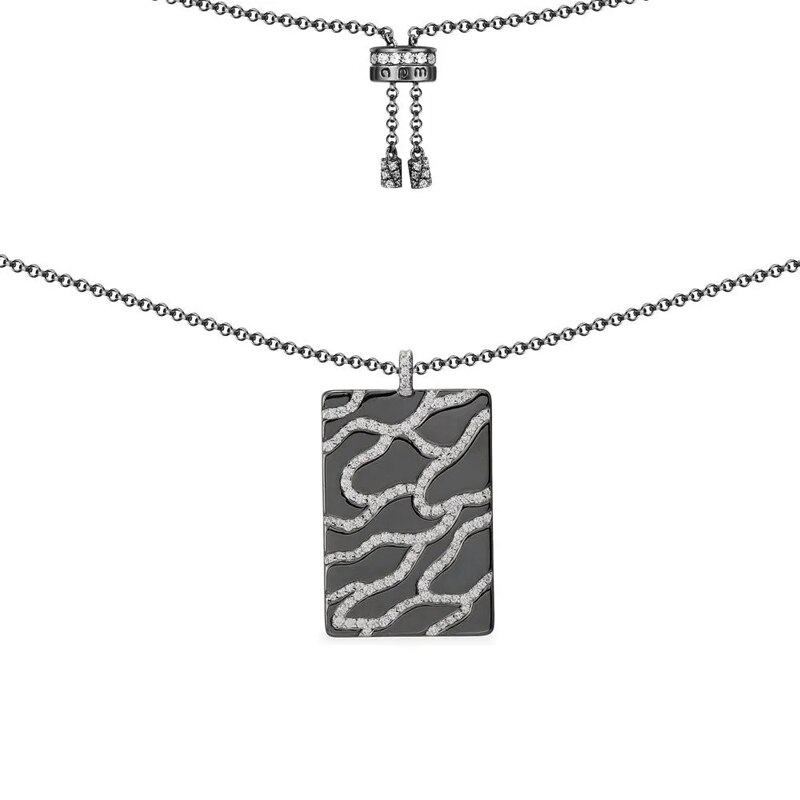 S925 sterling zilveren sieraden 1:1 kopieën, ketting, camouflage verstelbare ketting, donkergrijze zilveren sieraden: Apm ketting 03