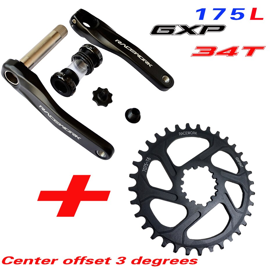 Racework Bicycle Crank MTB Bike GXP Curve Aluminium alloy with floor Curve 170/175 crank plate 30T 32 T 34 T 36 T 38 T: 175 GXP34T 3degrees