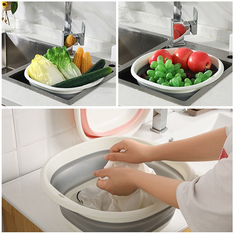 Bassin pliable en Silicone, 3 tailles, Portable, pour laver les légumes et les fruits, panier de Camping, pique-nique, outils de nettoyage