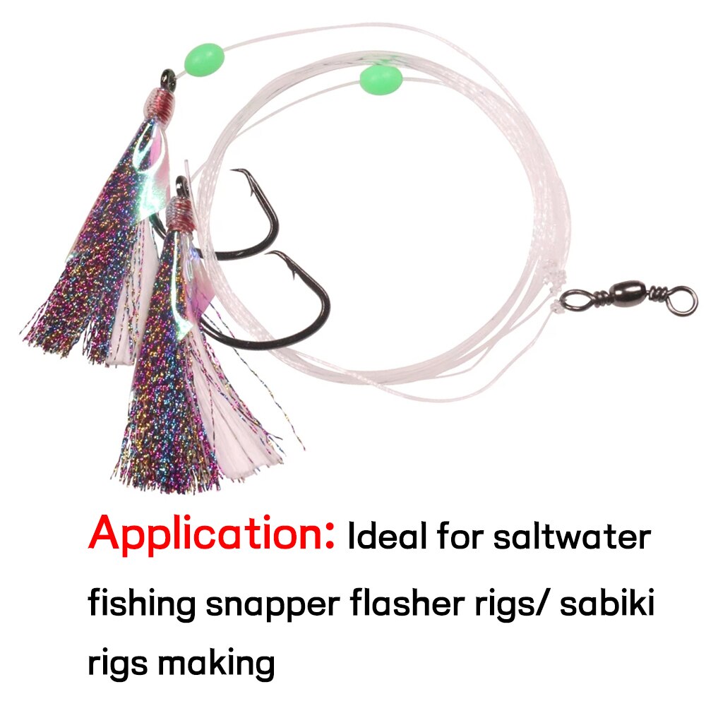 Elllv 50pcs 1/0 - 8/0 Saltwater Fishing Octopus Circle Hooks Carbon Steel Barbed Hook Snapper Flasher Sabiki Rigs Tying Hook