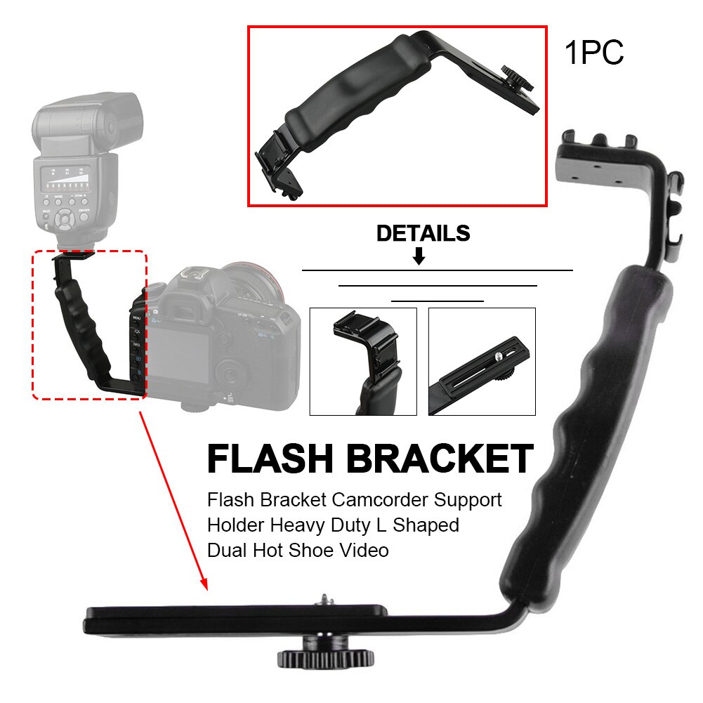 Flash Bracket Video Support Photo Camcorder Camera Accessory DV DSLR L Shaped Dual Shoe Grip Holder Heavy Duty