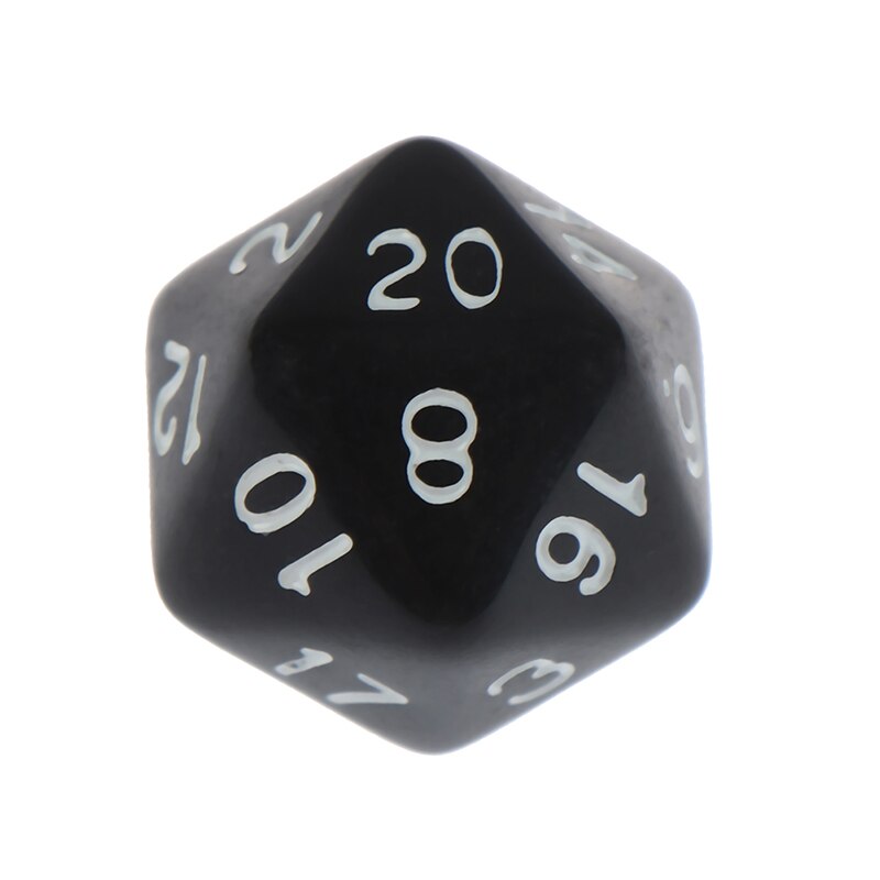 1pc efeito d20 dados para mesa jogo de tabuleiro 20 lados dados cores ricas acessórios do jogo de mesa para o jogo de tabuleiro acrílico dados digitais: BK