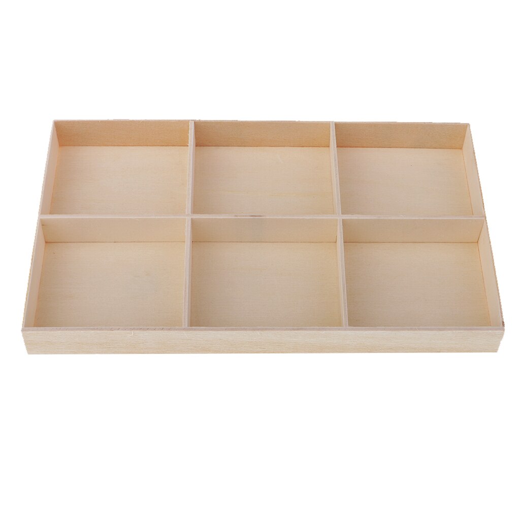 6 Grid Wood Desktop Storage Box Flower Plant Pot Storage Organizer