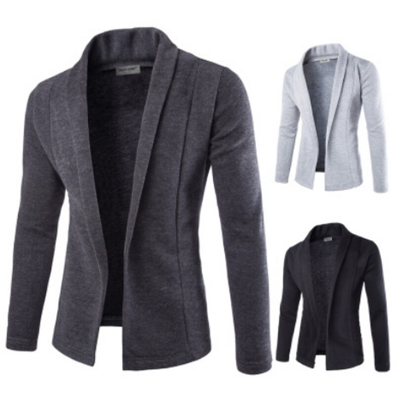 Hommes Blazer automne chandails Cardigan manteaux costume hommes Blazer coupe cintrée homme vestes décontracté couleur unie revers Blazers vêtements