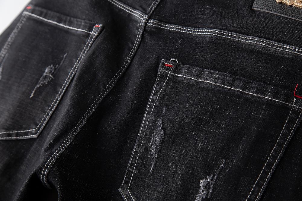 Gothic brand jeans men straight slim fit black 3d embroidery plus size 29-38 homme denim trousers cotton male jeans pants