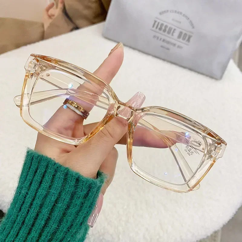 Gafas de protección contra luz azul para mujer, montura de gran tamaño, gafas Vintage, gafas de ordenador, montura completa, gafas transparentes de protección ocular: Naranja