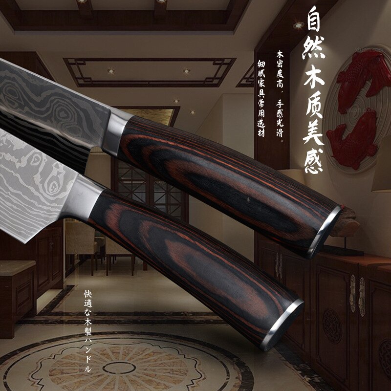 Cuchillo de Chef KnivesHigh de acero inoxidable, dibujo de Damasco, Gyuto, cuchillo de Santoku