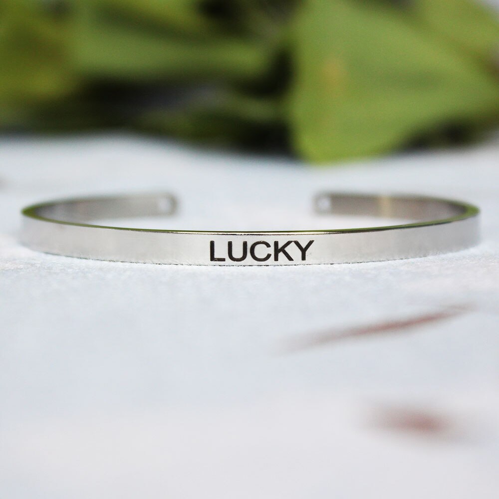 Stainless Steel Engraved Message Bracelet Positive Inspirational Letter Bracelet & Bangle For Women SL-150: J