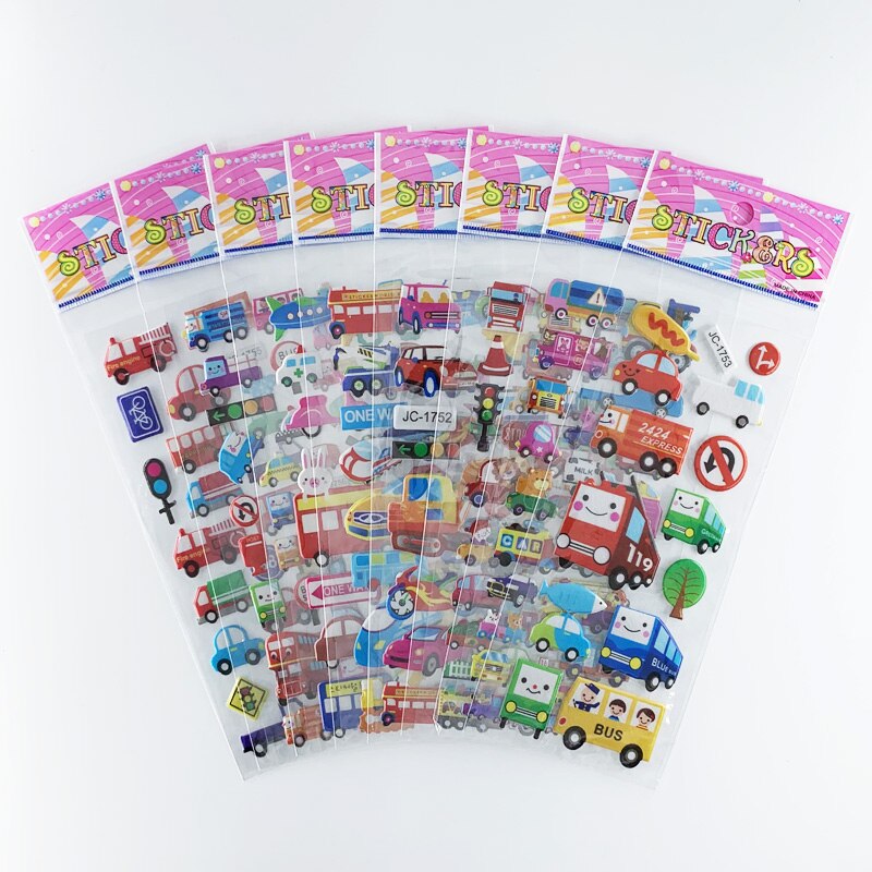 Autocollants imperméables à motif papillon de dessin animé 3D, jouet de bricolage pour enfants, décoration de chambre de filles, autocollant Kawaii, 8 feuilles/ensemble: Rouge