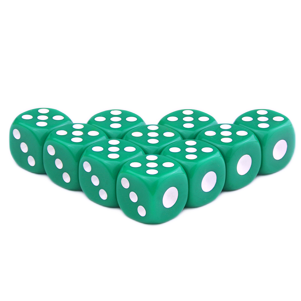 D6 jeu petits dés 14mm 10 pièces accessoires de points Standard pour jeu de société, jeu de table: green