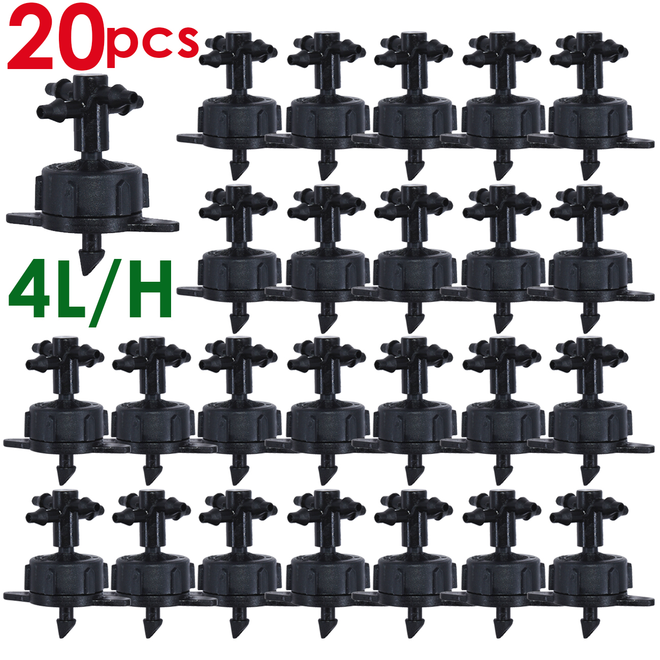 Irrigation 2L/4L/8L Steady flow dripper with 4-way cross Connector Agriculture Drip water irrigation Drip arrow connector 20Sets: 4L-20pcs