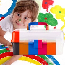 15 inch materiaal kinderen kunst box art box drie schilderen toolbox transparante opbergdoos