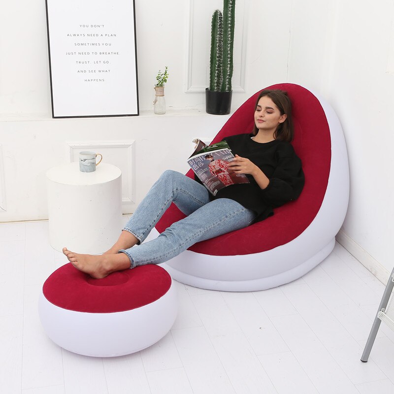 Silla inflable para adultos y niños, taburete de pie con combinación de sofá reposapiés para interiores