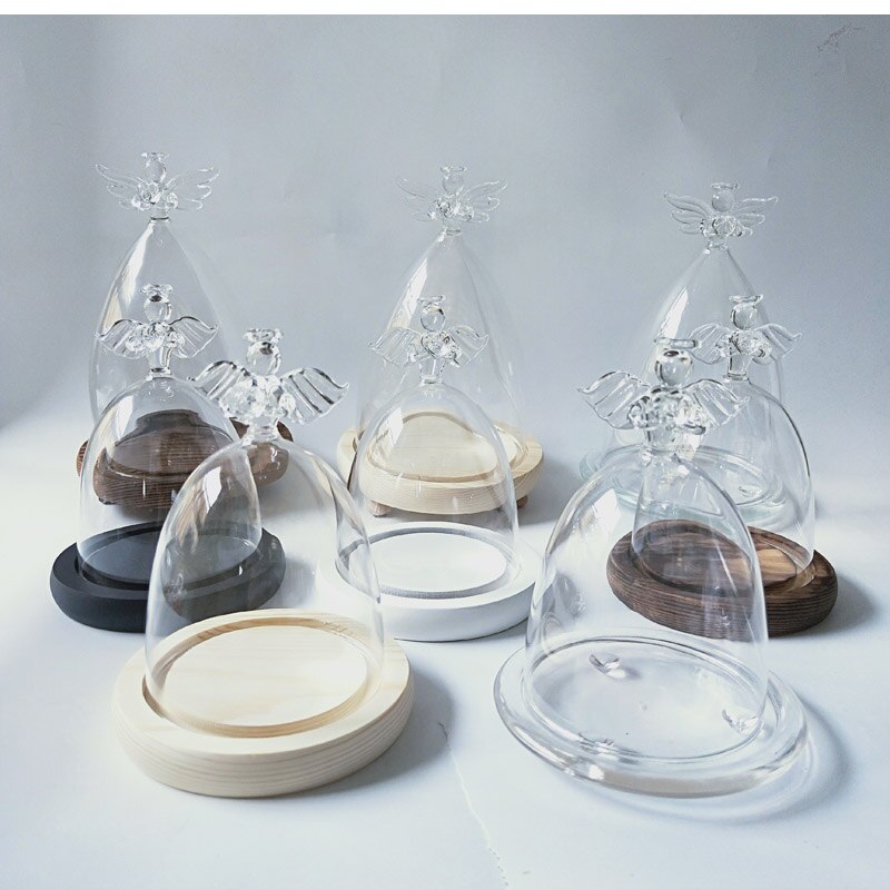 8.5*9cm Angel Top Glass Dome Home Decoration Diameter=8.5cm Height=9cm Different Base Glass Dome DIY Wedding Favor Friend