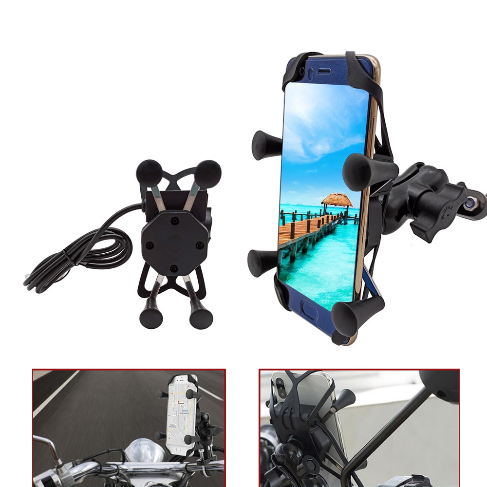 For Yamaha v max VMAX 1700 1200 125 WR250F wr 250f 250 f Motorcycle Mobile Phone Stand Holder With USB Charger 360 Rotatable