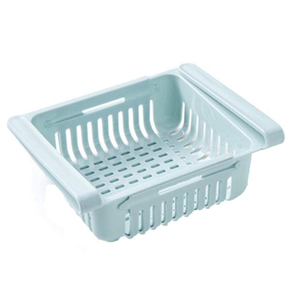 Kitchen Organizer Adjustable Kitchen Refrigerator Storage Rack Fridge Freezer Shelf Holder Pull-out Drawer Space Saver#25: Blue