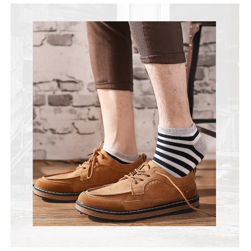 5-Pairs Summer Socks Pack Men Cotton Stripe Shallow Mouth Absorb Sweat Slippers Short Ankle Casual Boat Socks Mid Socks