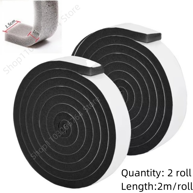 Bande d'étanchéité auto-adhésive en mousse pour porte et fenêtre, 4M (2 rouleaux), coupe-vent, insonorisée, coupe-froid, bande d'étanchéité anti-poussière: CAMEL