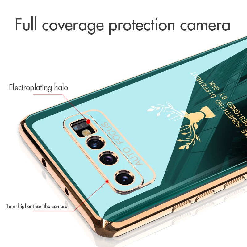 Galvanisierte hülle für samsung Galaxis  s10 s8 Plus 4g 5g , einfarbig, hirschmuster, kameraschutz, weiche tpu-handyhülle