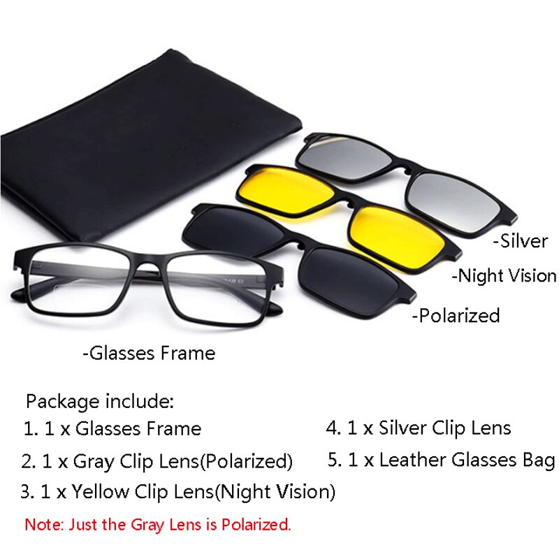 iboode Bifocal Reading Glasses With Magnetic Polarized Clip on Sunglasses Men Night Vision Drving Sunglasses Women 3 Lens: +300