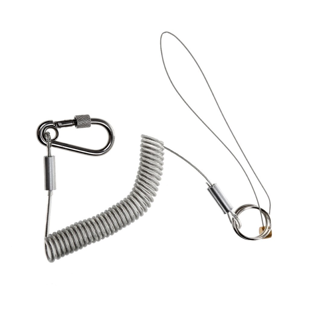 1.5m Retractable Fishing Lanyard Steel Wire Coiled Tether Secure Plier Grip Tackle Tool Safety Boating Fishing Accessory