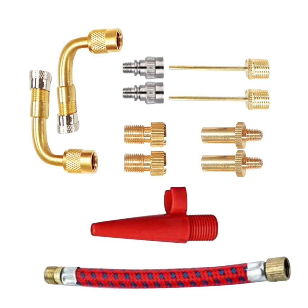 12pcs Football Brass Valve Converter Kit Basketball Air Bump Ball Pressure Inflation Tool Random