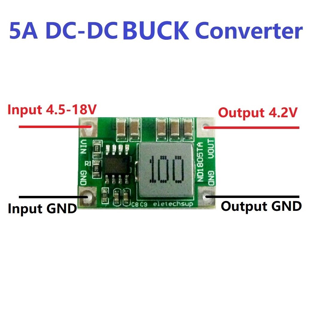 Mini-Size 5a Dc-Dc Gereglementeerde Buck Converter Module 4.5V-18V Naar 3V 3.3V 3.7V 4.2v5v 6V: Output 4V2