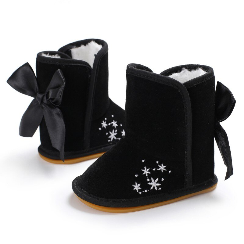 Nieuw Winter Baby Meisjes En Jongens Schoenen Grote Boog Gum Plus Fluwelen Warm Baby Laarzen Meisje Laarzen Kid Schoenen