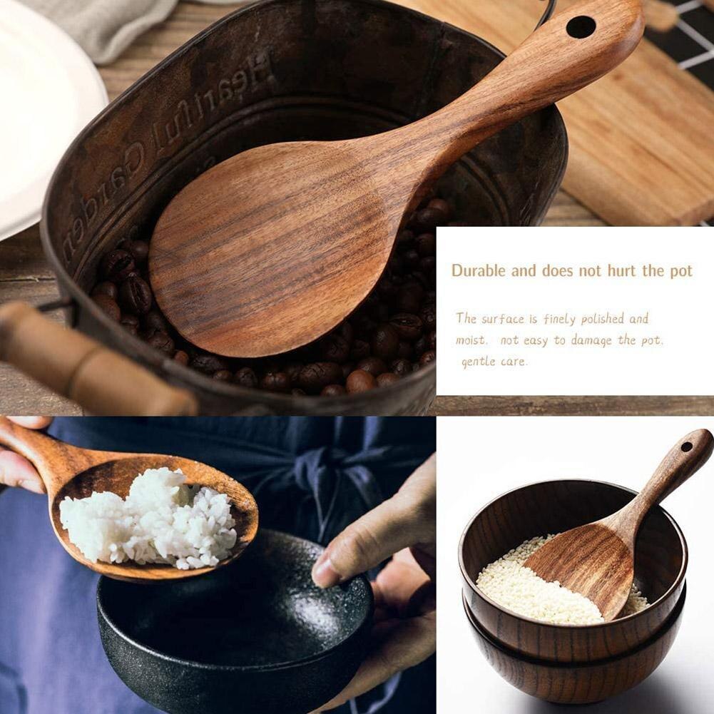 Teak Wood Rice Spoon Rice Paddle Scoop Wooden Kitc... – Grandado