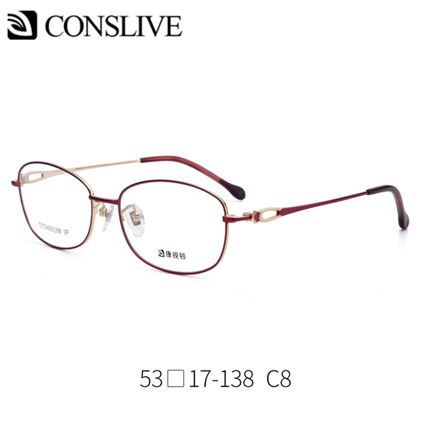 Pure titanium brillestel kvinder rød pink nærsynethed multifokale briller kvinder titanium optiske brillestel  f66021: C8