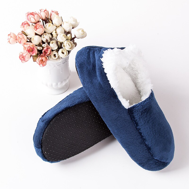Zapatillas de casa de felpa para mujer, zapatos de aislamiento suave, cálidos, de interior, talla grande 48, Invierno: blue1 / 8,5
