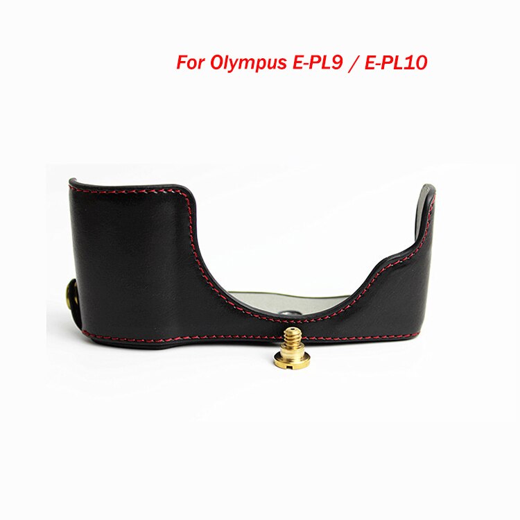 Housse coque etui portefeuille Cuir PU sac photo Pour Olympus PEN E-PL7 E-PL8 E-PL9 E-PL10 Demi-coque Avec Batterie D'ouverture de: E-PL9 E-PL10 Black