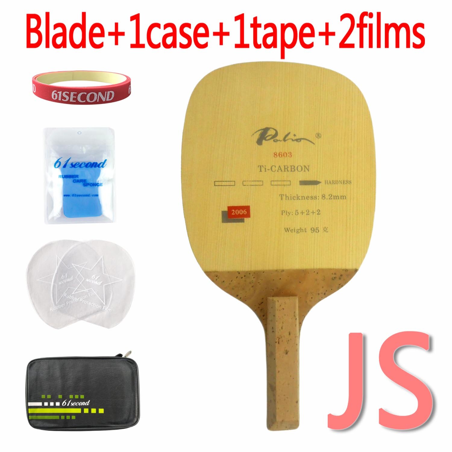 Original Palio 8603 titanium carbon table tennis blade Japanese straight handle table tennis racket racquet sports: JS with FM case