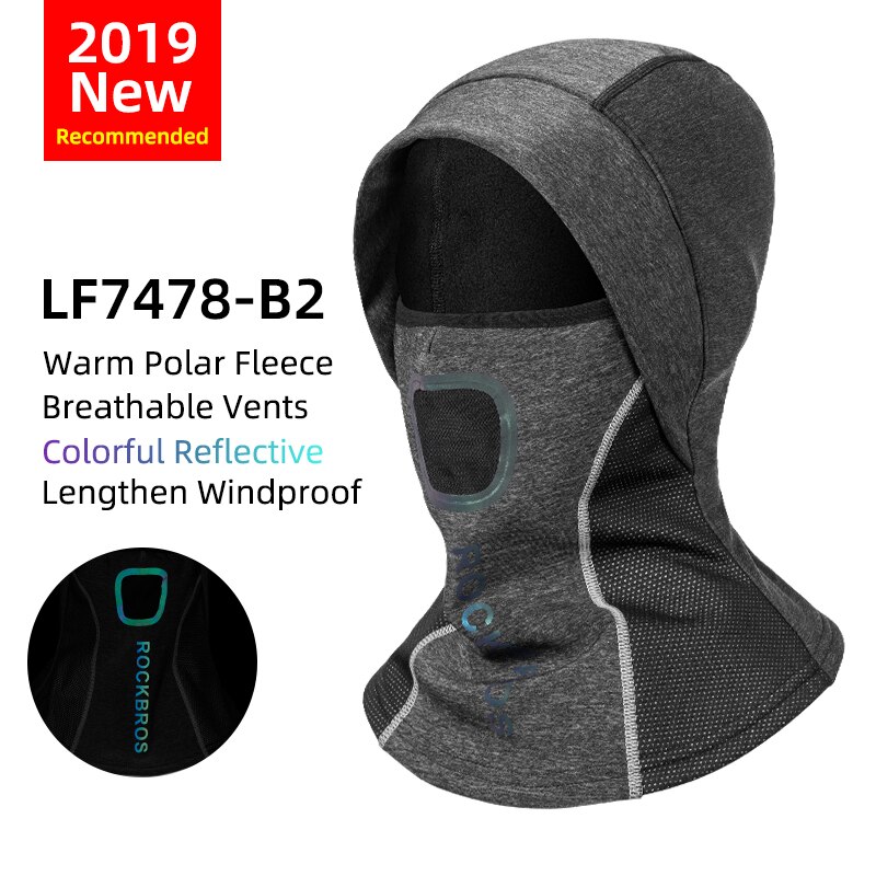 ROCKBROS-Mascarilla de esquí térmica, forro polar con protector para la cara, capucha de snowboard, bufandas de deporte al aire libre, a prueba de viento, casco para bici, pasamontañas: LF7478-B2